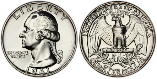 1961 - S SILVER WASHINGTON QUARTER - DIRECT FROM PROOF SET