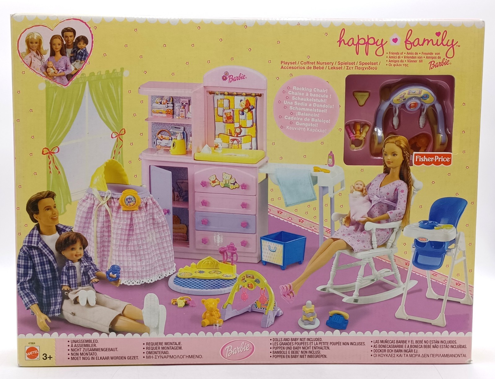 2002 Barbie Happy Family Kinderzimmer Spielset / Nursery / Mattel 47864, NrfB