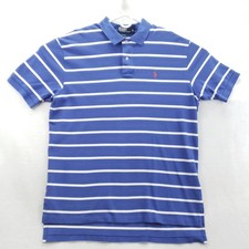 Polo Ralph Lauren Polo Shirt Mens XL Blue White Stripe Pique Cotton Pony Logo