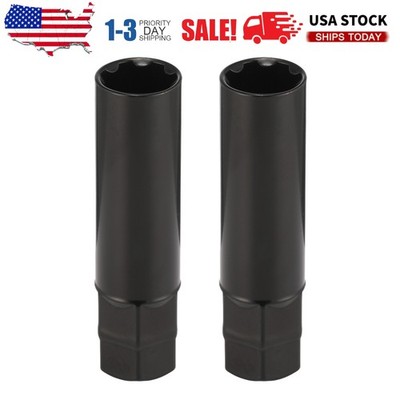 2pcs Black Socket Key Tool for 7 spline Lug Nuts | 19mm, 3/4'', 21mm, 13/16'' Hex