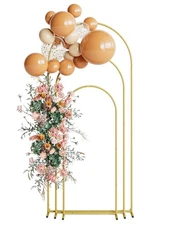 Wedding Arch Set of 3, Gold Metal Arch Backdrop Stand, Balloon Arch Stand Wed...