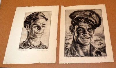 A Pair of WWII etchings by Irwin Hoffman, both pencil signed and titled - Image 1 of 2