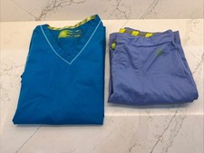 Women  s Scrub Set - Blue/Violet Technical Top/Pants - SZ Small Super Features