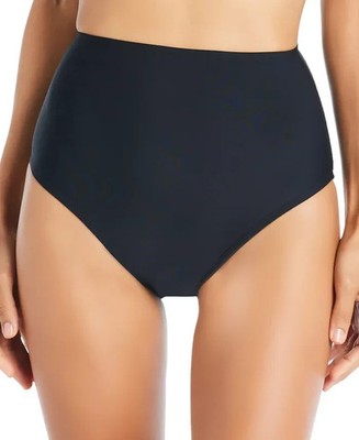 NWT Beyond Control Women's Solid High Waisted Swimsuit Bottoms Black 6 pmy2726