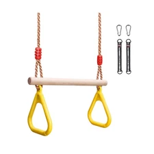 YOHOOLYO Trapeze Bar Swing Set Hanging Bar Rings for Kids 18" W... USA FAST SHIP
