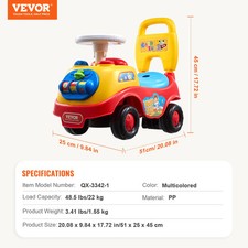 SucceBuy Toddler Ride On Push Car Sit to Stand Kids Ride On Toy Car with Music