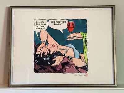 Keith Carrington 2018 Signed Pop Art Ink on Paper Comic Xanax Like Another Glass