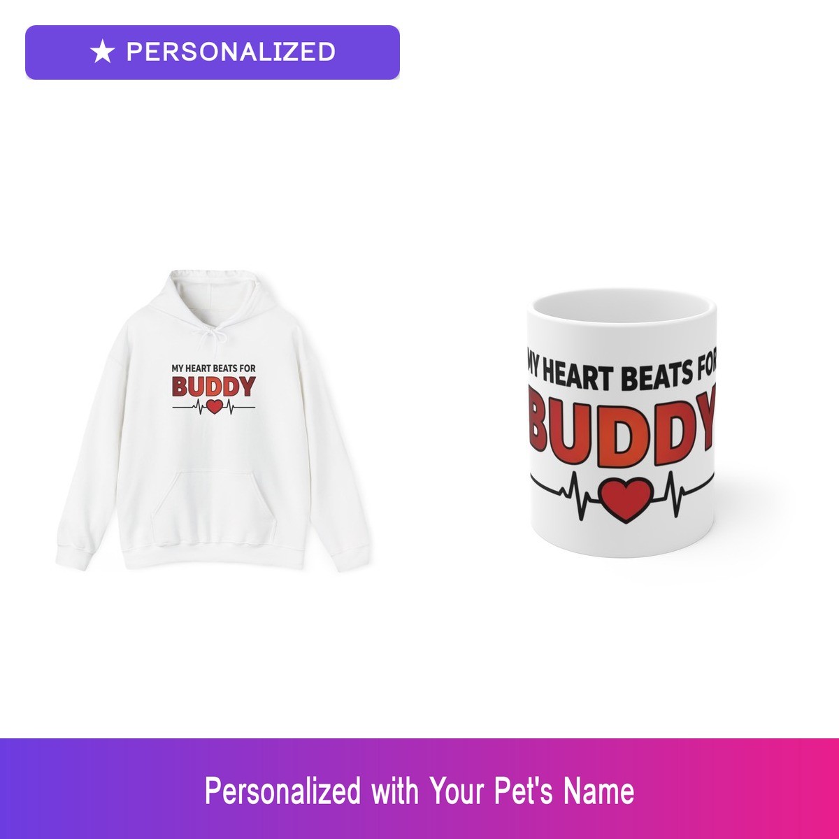 Pitbull Paw Print Custom Hoodie Mug Set