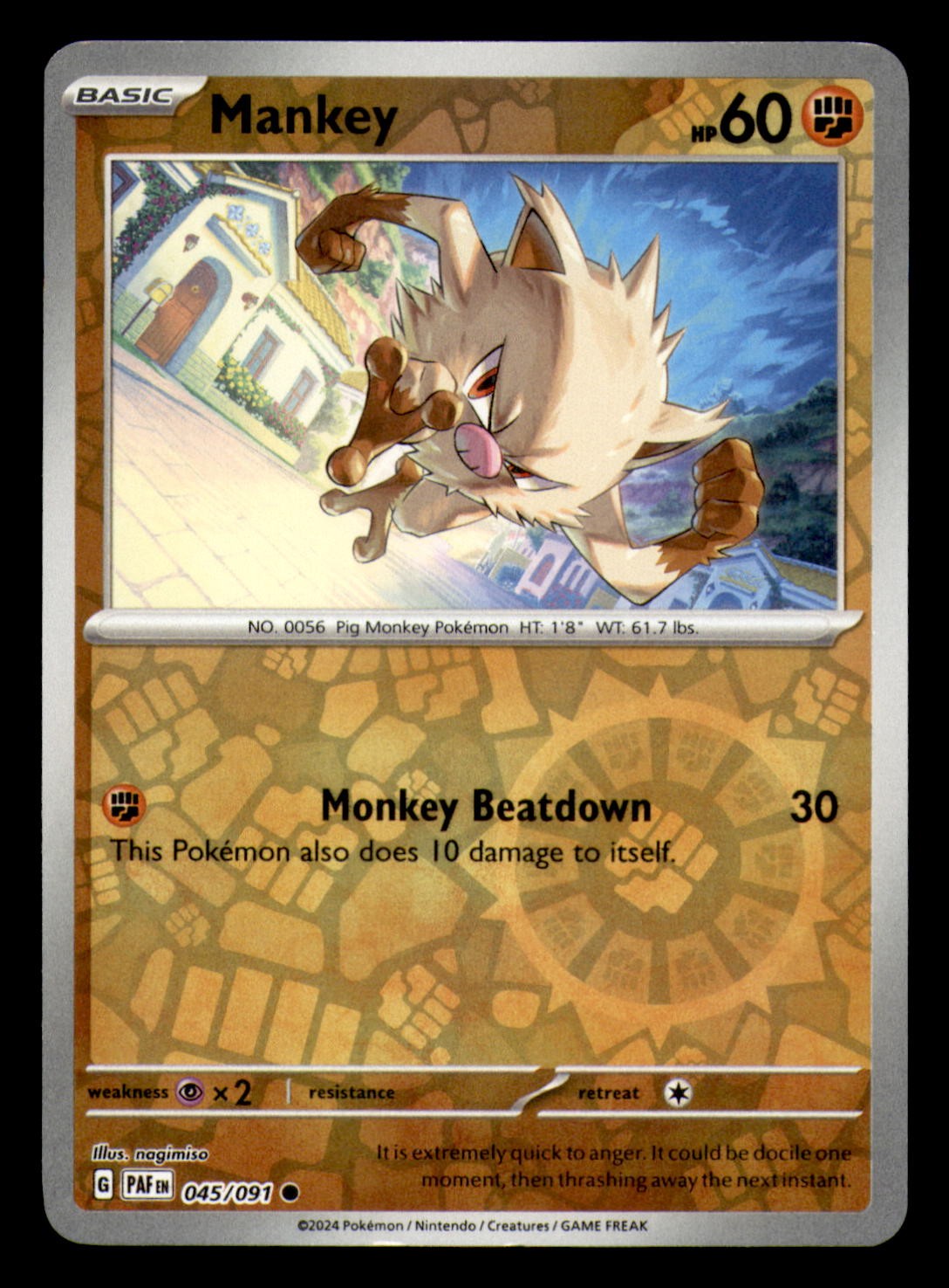 Mankey 045/091 SV: Paldean Fates Reverse Holo NM Pokemon TCG