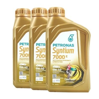 PETRONAS Syntium 7000 E 0W-40 SP Huile Moteur, MB 229.5, MB 229.3, 3x1 Litre - Photo 1/3