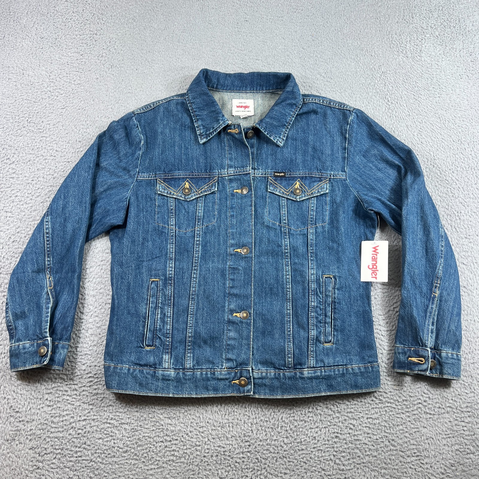 Wrangler Denim Jacket Womens Med Blue L Wash Western Retro R