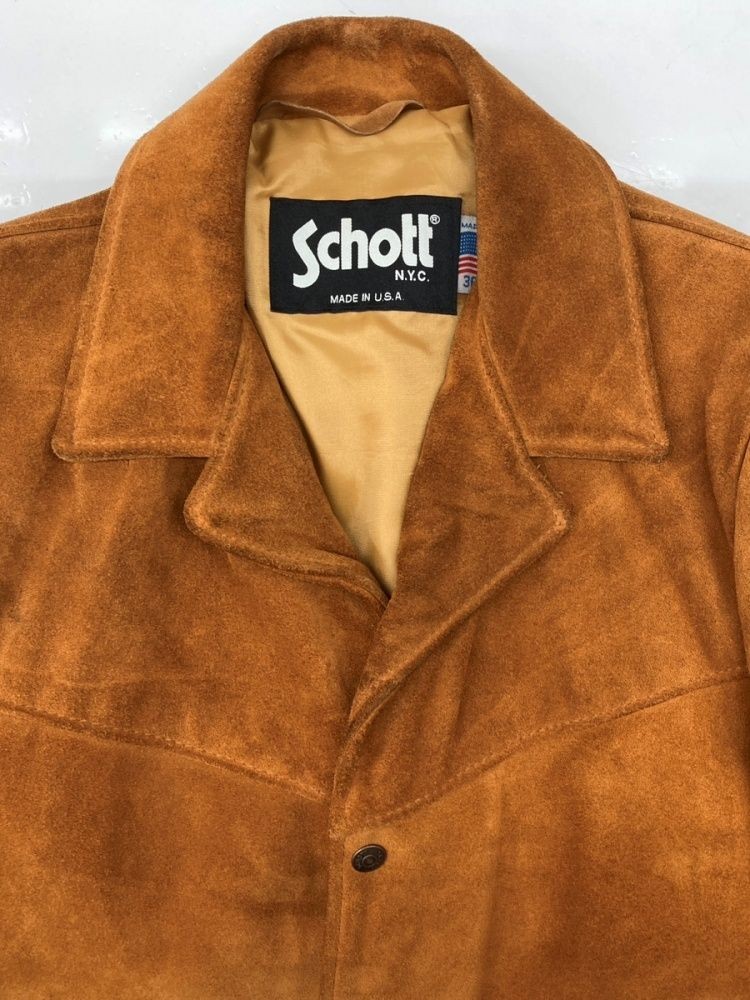 Schott Schott Western Suede Jacket Button Biker O… - image 3