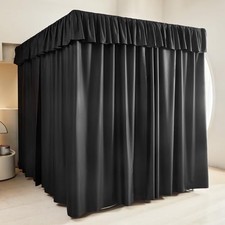AIKASY Black Thickened Bed Canopy Curtains - Elegant Bedroom Decor Queen Solid
