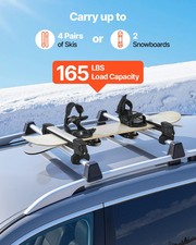 Ski  Snowboard Roof Rack, Carry up to 4 Pairs of Skis or 2 Snowboards, 2 PCS Al