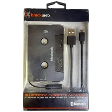 Blackweb Bluetooth Cassette Adapter BWA19WI001 Wireless USB Charger Cable NOB
