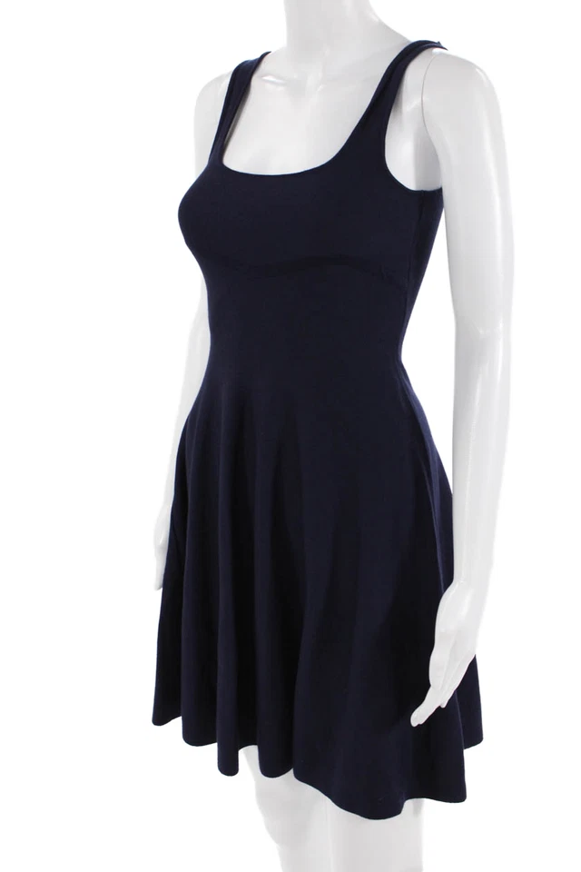 Aqua Women Fit & Flare Tank Dress Dark Blue Square Neck Sleeveless Size S - Image 2 of 4