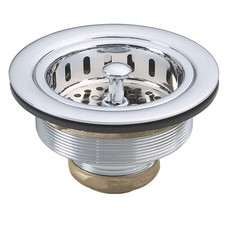 D214-26 3-1/2" Post Style Large Kitchen Sink Basket Strainer, Polished Chrome