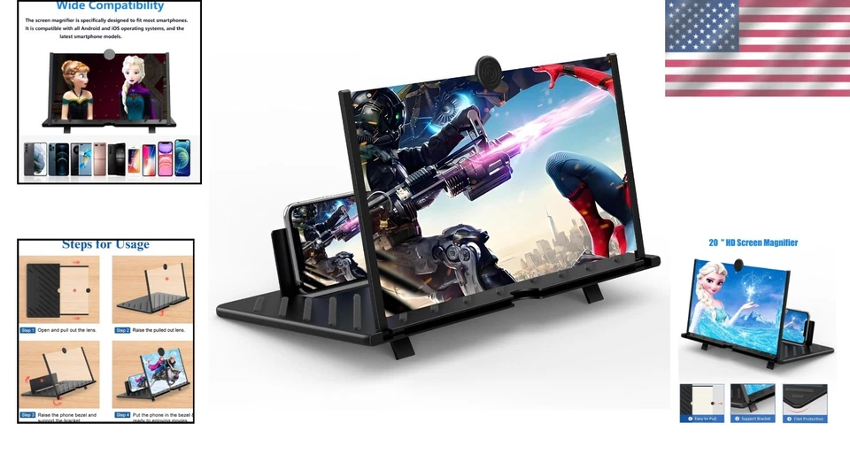 Folding 3D HD Screen Amplifier for Smartphones - Vision Comfort & Portability - Image 2 of 4