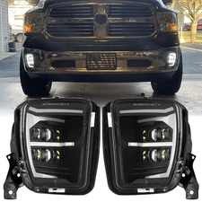 2x LED DRL Fog Lights Assembly for Dodge Ram 1500 2013 2014 2015 2016 2017 2018