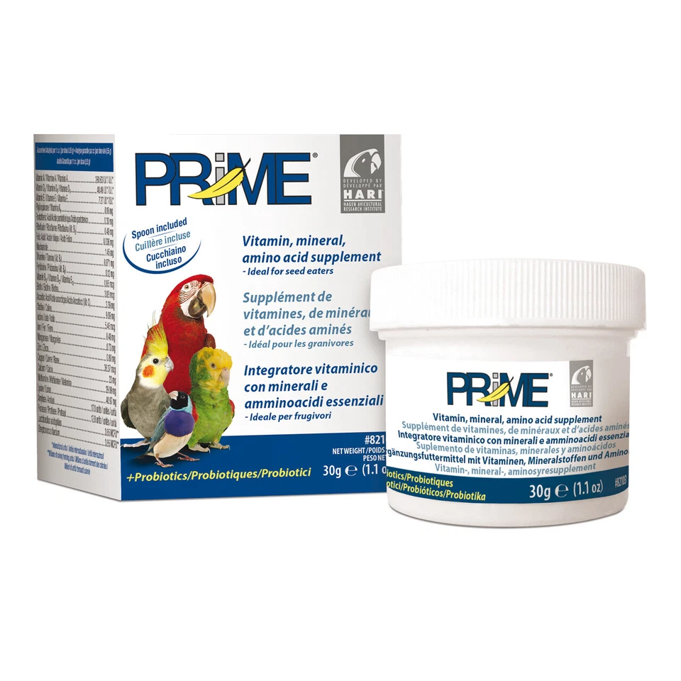 Hari Prime Vogel Papagei Probiotika Vitamine Mineralien Ergänzungsfutter 30g