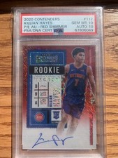Killian Hayes 2020 Contenders Red Shimmer /5 Premium Edition PSA 10/AUTO 10