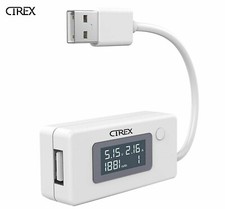 USB Voltage/Amps Power Meter Tester Multi-meter Test chargers, Battery Capacity 