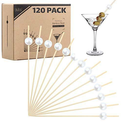 Bambus Cocktail Plektren Spieße Zahnstocher - 120er-Pack weiße Perle 4,75 Zoll Holz - Bild 1 von 7