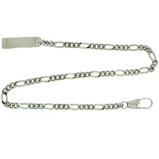 Pocket Watch Chain Fob Clip Figaro Link Design Silver-Tone 14"
