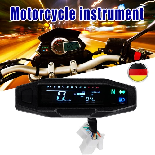 Motorrad Drehzahlmesser Digital LCD Tachometer Kilometerzähler RPM KMH Odometer - Bild 12 von 13