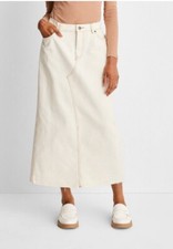 Women s Denim Midi Skirt Future Collective Reese Blutstein Ivory Size 24 NWT