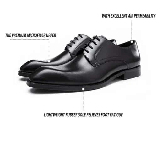 Men's Leather Lined Dress Shoes Formal Business Shoes Classic Lace-up Oxfords US - Picture 10 of 26