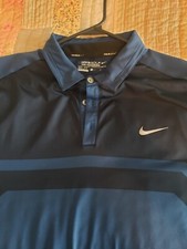 Mens Nike Golf Tour Performance Long Sleeve Polo Blue And Black Size L