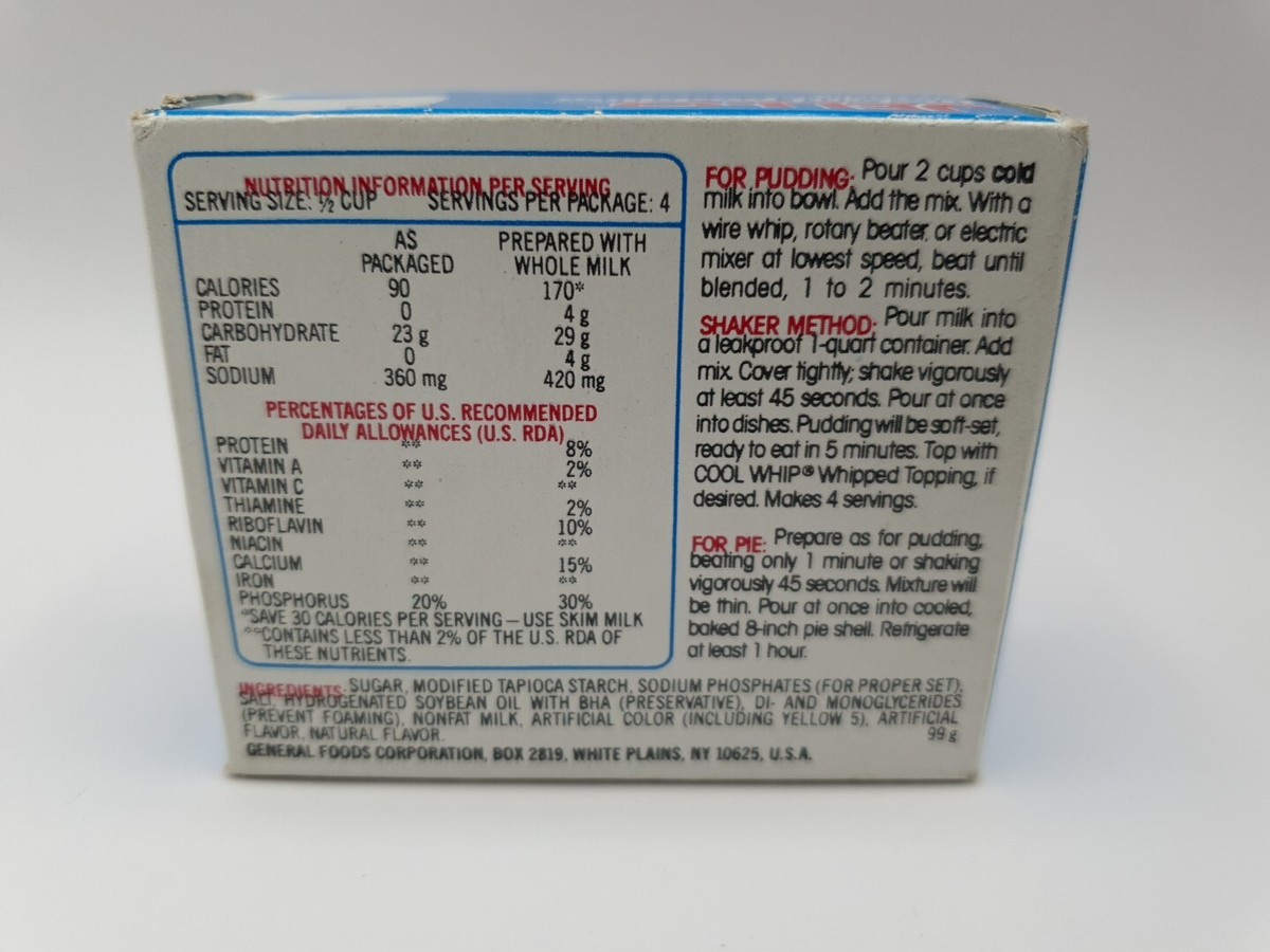 GENUINE 1980's Jello Vanilla Instant Pudding Pie Filling Sealed