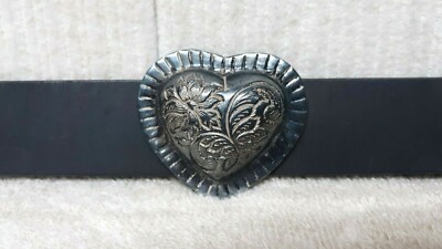 Jenny & The Boys Statement Belt Size Medium Black Leather Buckle Adjustable 1980 main image 2