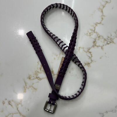 KOOBA Leather Belt - Italy - Woven Vintage Braided Purple  display picture 2