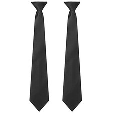 2 Pieces Men's Clip on Ties 20 Inches Solid Color Clip on Ties Pre Tied Black