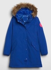 Gap Kids Girl Cold Control Ultra Max Down Parka Coat Bright Blue Size Small NEW