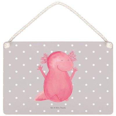 DIN A4 Deko Schild Axolotl Hurra - Geschenk Türschild Zufriedenheit Lurch Spaß