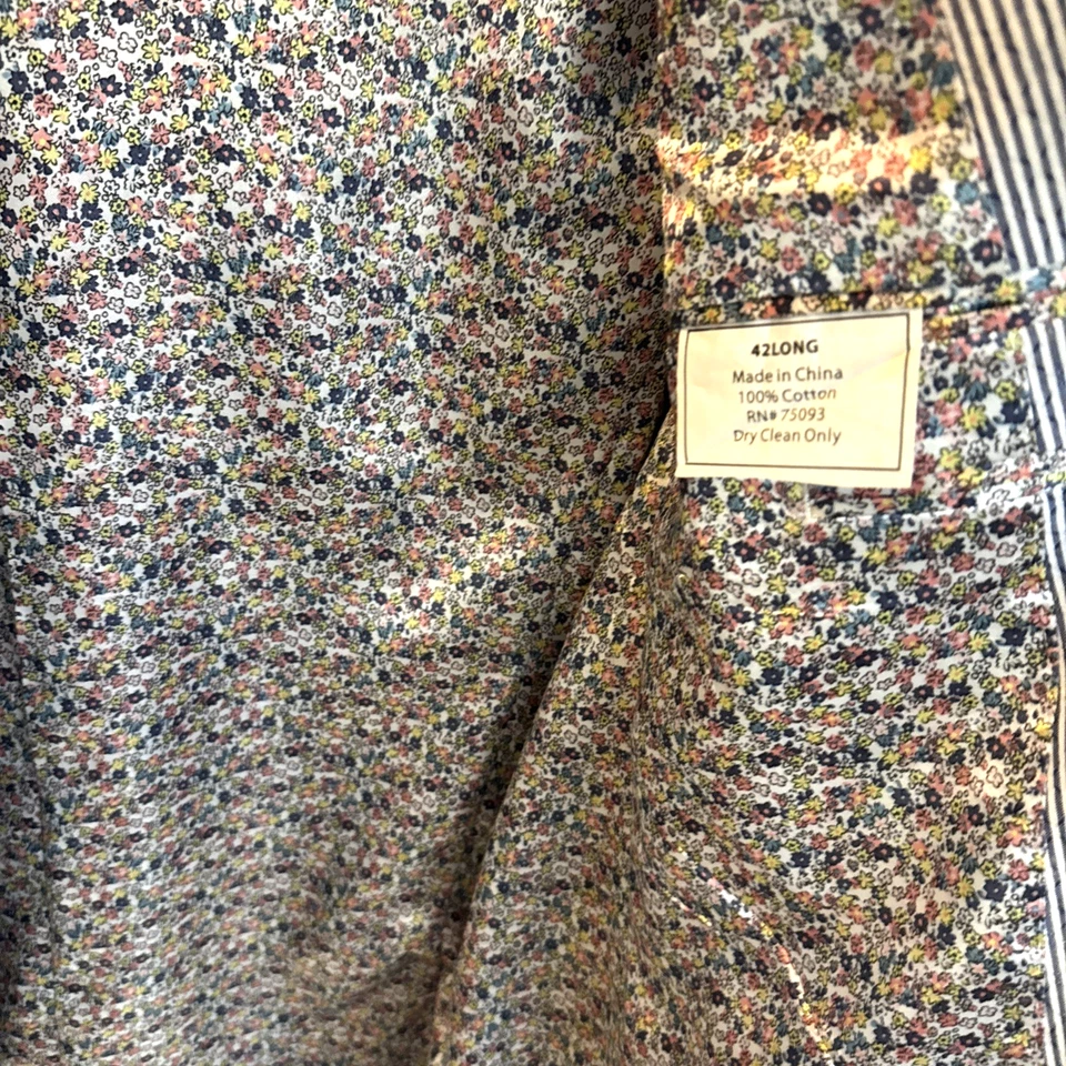 Blazer Linea Uomo Para Hombre 42L Azul y Blanco Rayas 100% Algodón Abrigo Deportivo Chaqueta Foto 4 de 4