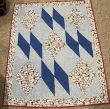 Hand Made Snowman Quilt 2 faint spots  a name sticker on back, Approx 52  x 42  