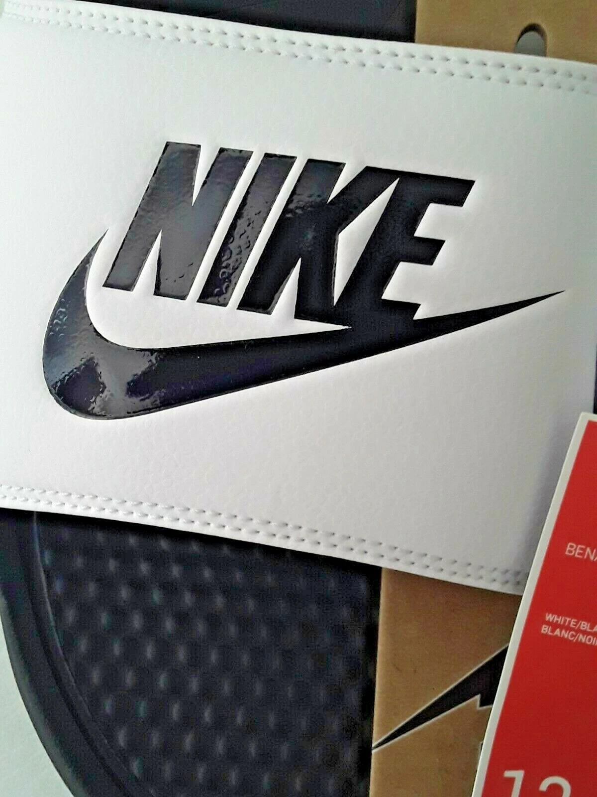 Sandali Nike da uomo Benassi JDI Just Do It in pelle bianca taglia 13 343880 100