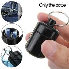 1* Mini Waterproof Metal Medicine Pill Box Case Bottle Holder Container Keychain
