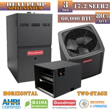 3 Ton Goodman HEAT PUMP Furnace System Two Stage 17.2 SEER2 60K BTU GSZC703610