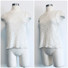 Vintage Liz Claiborne Lace White Ivory Sleeveless Blouse Top M