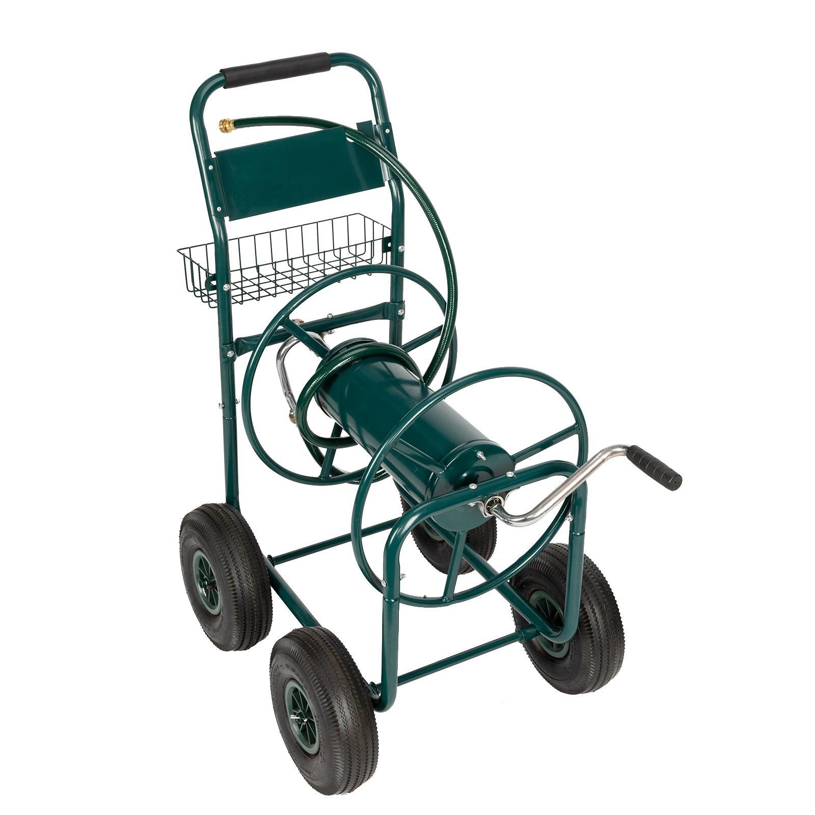 4 Wheel Portable Garden Hose Reel Cart on Wheels Holds Hose
