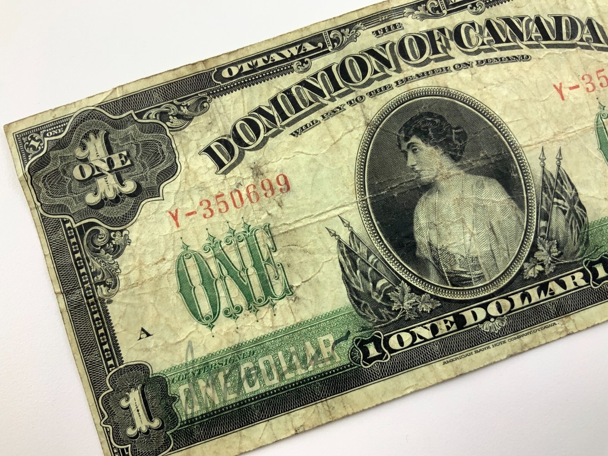 1917 Dominion of Canada 1 One Dollar No Seal Saunders Y Princess