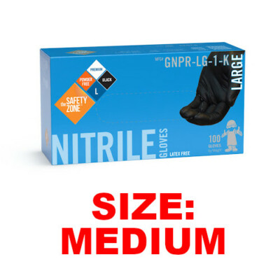 Safety Zone GNPR-MD-1-K MEDIUM Black Nitrile Powder Free Gloves (1 Box)