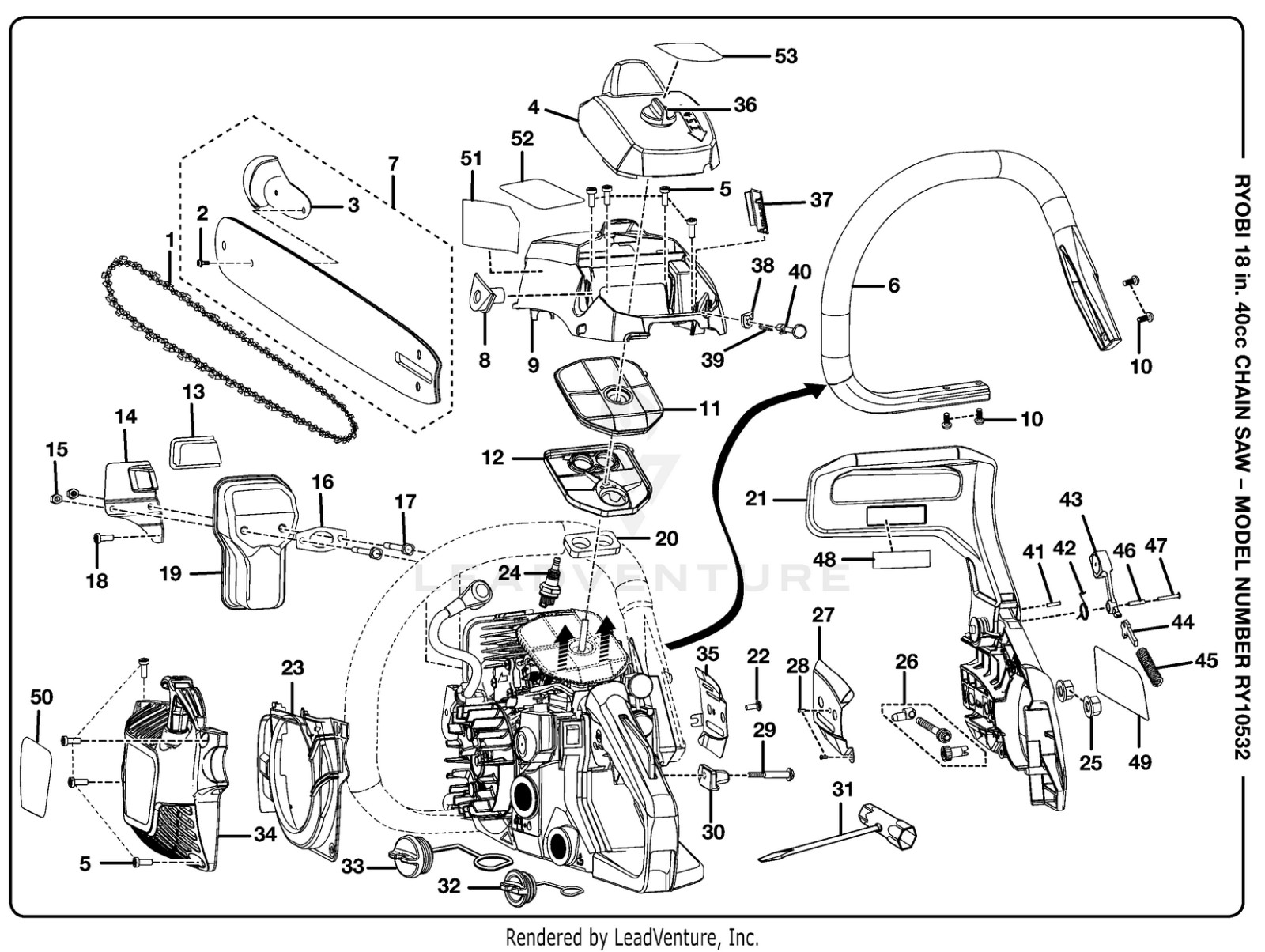Ryobi Chainsaw CHOKE ROD LEVER - RED - GRAY DISCONTINUED - BLACK MAX AND RYOBI