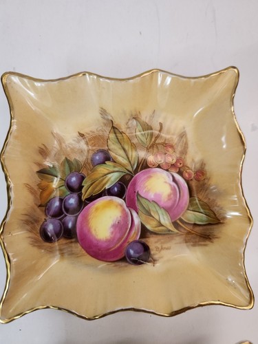 Lot Of 2 Aynsley Orchard Bone China Trinket Dishes, Vintage Fruit Peach Grape - Picture 4 of 8