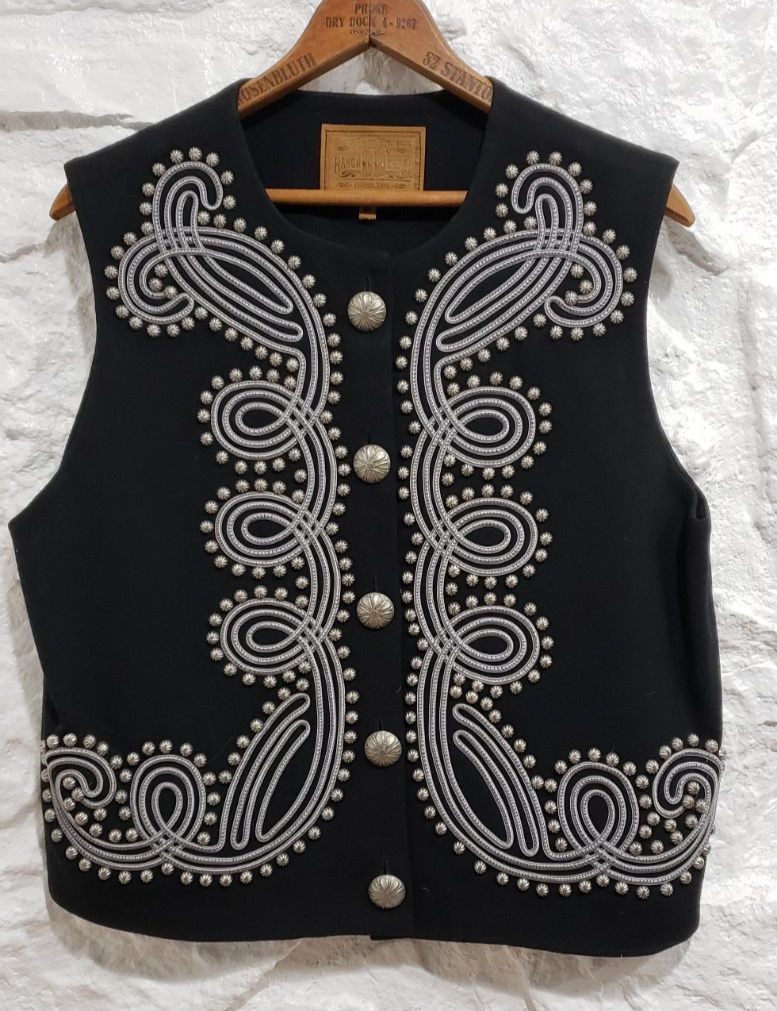 Vintage Double D Ranch black studded western vest womens medium